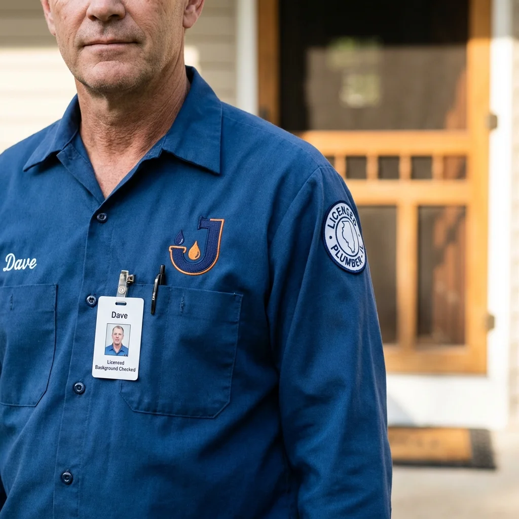 Licensed plumber showing ID badge in Livermore, CA