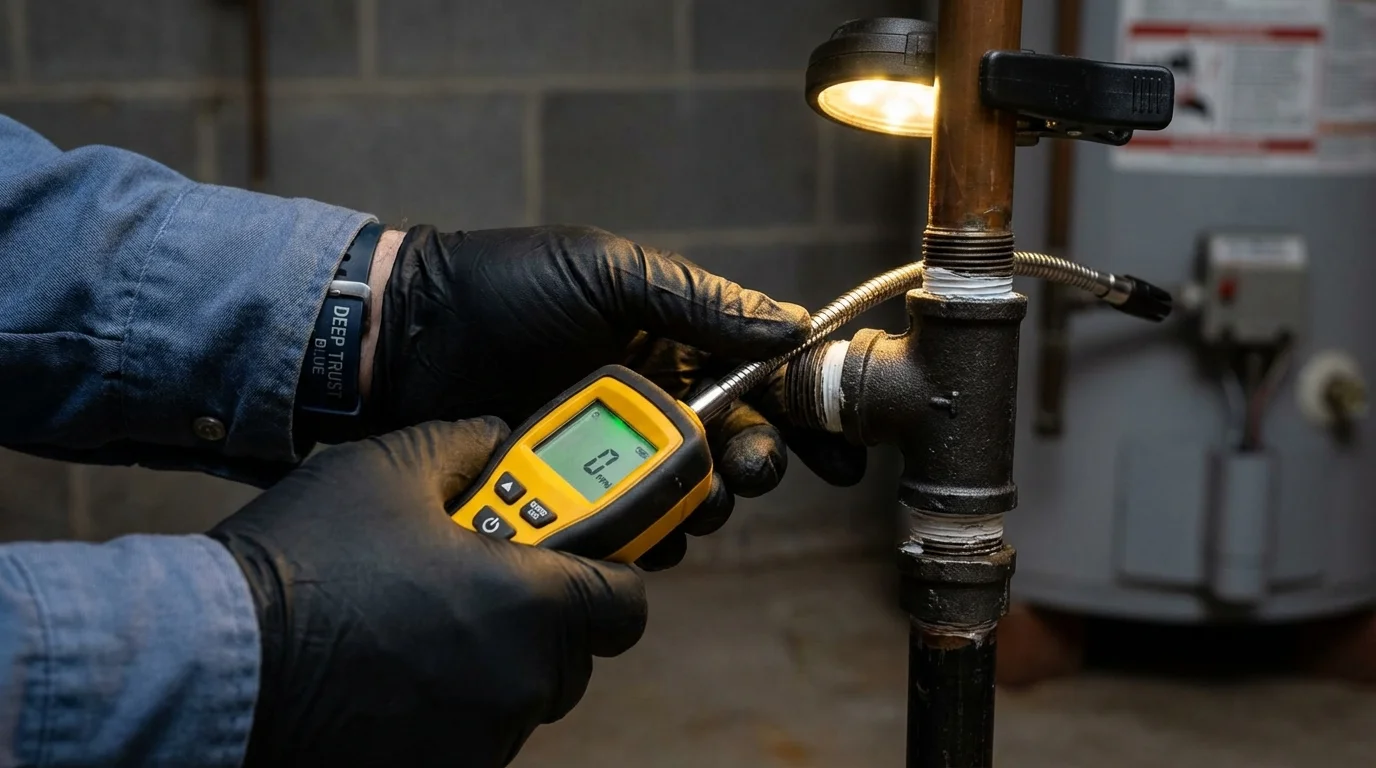 Gas leak detection with electronic sniffer by Johns Plumbing LLC in Livermore