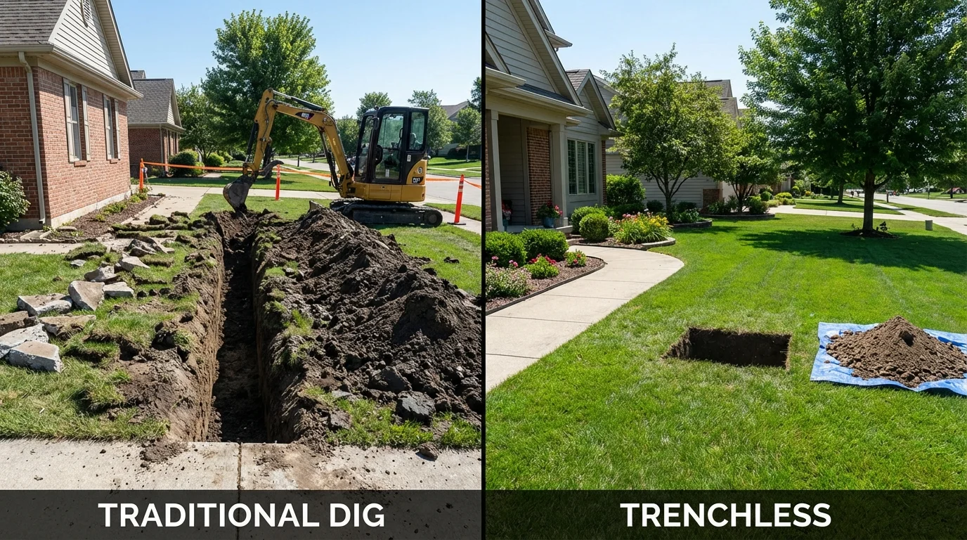 Trenchless sewer repair with minimal yard damage versus traditional excavation in Livermore, CA